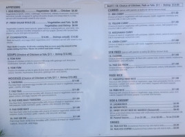 Mayla Thai menu