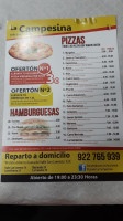 Pizzería La Campesina menu