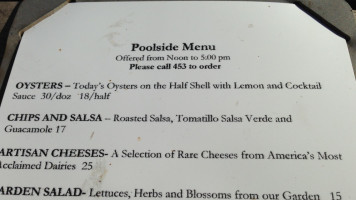 Post Ranch Inn menu