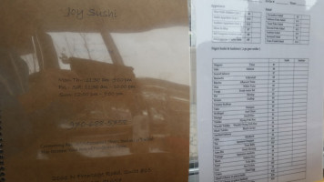 Joy Sushi menu