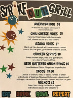 Porterville Lanes Sports Center menu