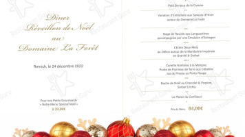 Domaine La Forêt menu