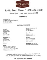 Lona's City Limits Cantina menu