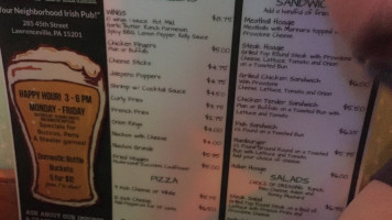 Kelly's Korner menu