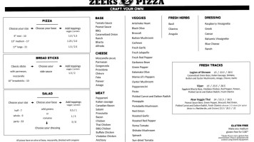 Zeeks Pizza menu