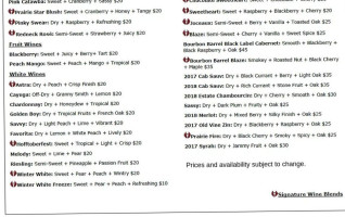 Stone Pillar Vineyard Winery menu