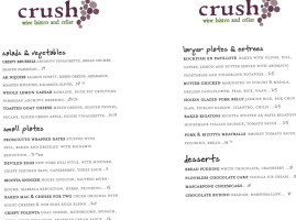 Crush Wine Bistro Cellar food