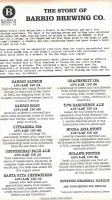 Barrio Brewing Co. menu