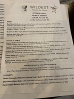 Wildest Restaurant Bar menu