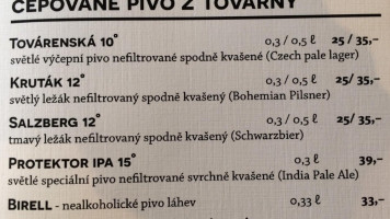 Továrna Slaný menu