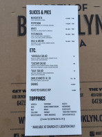 North of Brooklyn Pizzeria menu