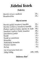 Restaurace Sportovní Chata menu