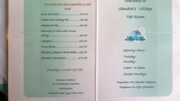 Sandra's Village Tea Room menu