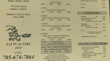 Dons Pizza Sudbury menu