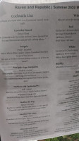 The Raven and Republic menu