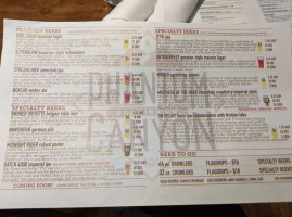 Phantom Canyon Brewing Company menu