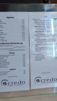 Credo Coffee menu