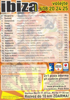 Pizza Ibiza menu