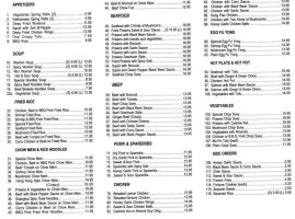 Golden Star menu