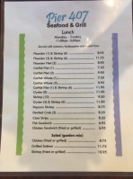 Pier 407 Seafood Grill menu