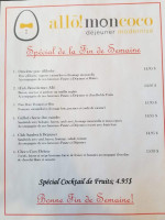 Allô Mon Coco menu