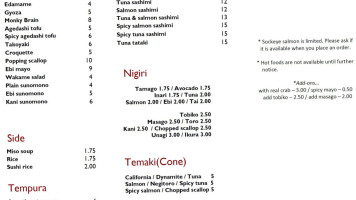 Genki Sushi Korean Fried Chicken menu