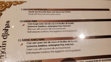 Thaïlande menu