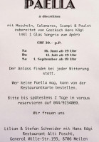 Alti Poscht menu