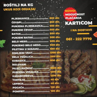 Restoran Park Velika Plana menu