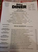 Ritz Diner menu