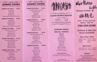 Northern Lights Chinese Cuisine menu