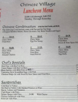 Chinese Village menu