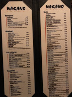 Nagano Japanese Restaurant menu