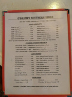 O'brien's Southern Diner menu