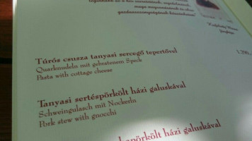 Várcsárda menu