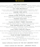 The Vault Downtown menu