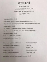 West End Tavern Grocery menu