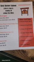 Kozy Korner Saloon menu