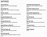 Beau Thai menu