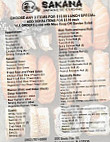 Sakana Sushi Japanese Cuisine menu