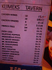 Klimek's Tavern menu