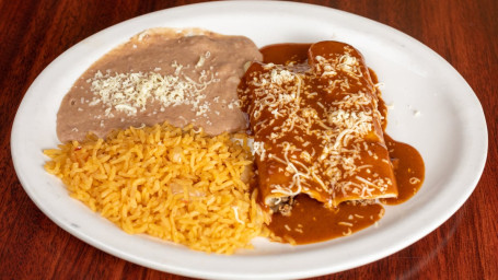 5. Two Enchiladas, Rice Beans