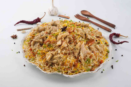 Lucknowi Reshmi Chicken Tikka Biryani.