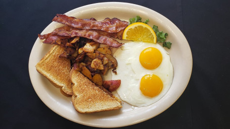 2 Eggs, Meat, Home Fries Toast