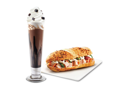 Smokey Dark Chocolate Coffee Frappe N Smoked Chicken Sandwich