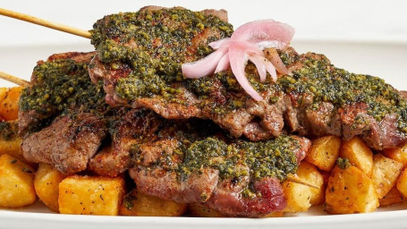 Chimichurri Grilled Ny Strip Skewers