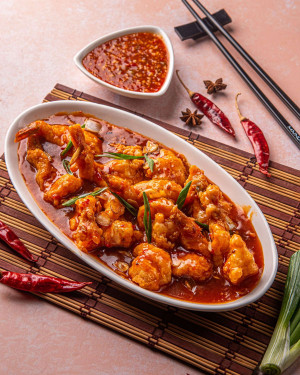 Stir Fried King Prawns With Roasted Garlic