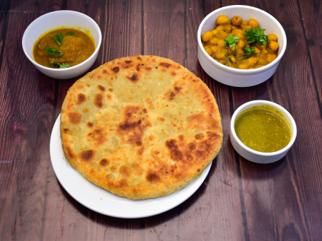 2 Aloo Paratha Channa Masala Or Aloo Dum Chutney Or Pickle