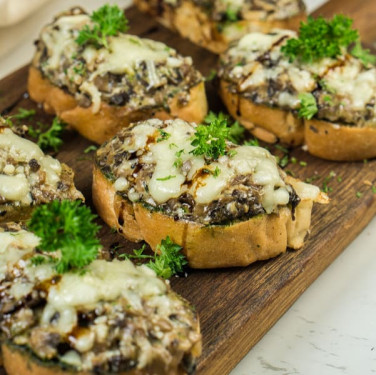 Cheesy Shroomy Bruschetta