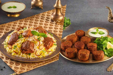 Fårekød Biryani Dum Gosht, Serverer 1-2) Murgh Kefta Serverer-1-2)